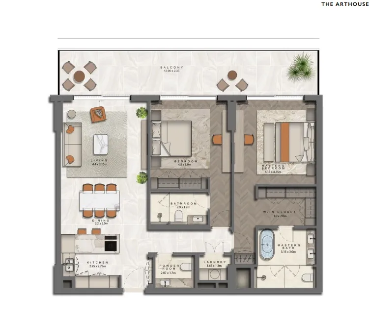 2 Bedrooms Floor Plan