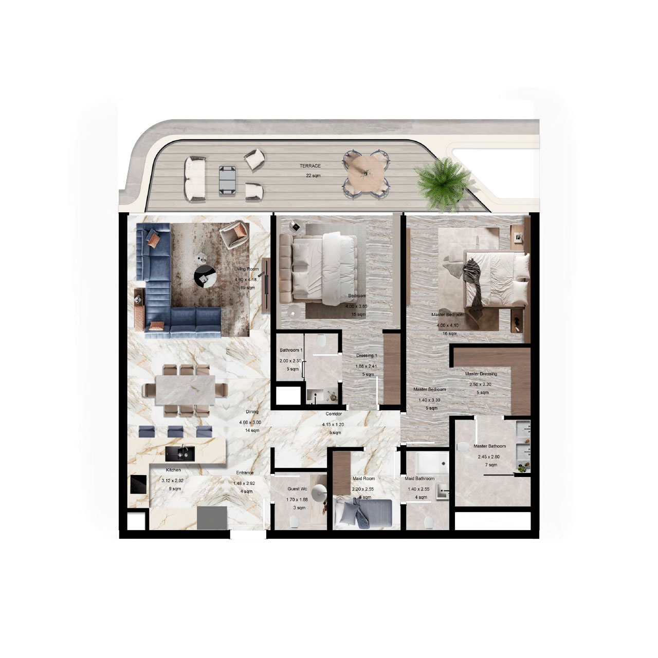 1 Bedroom Floor Plan