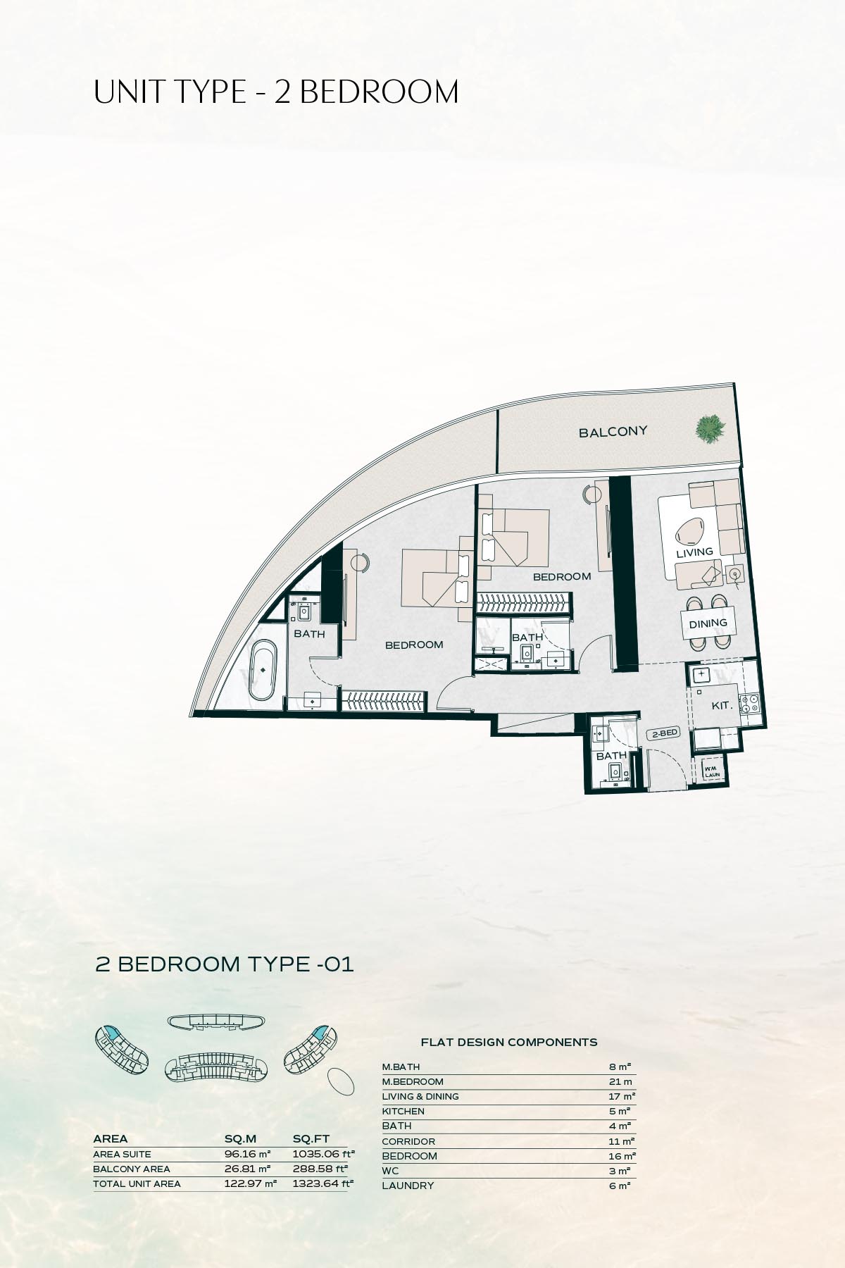 2 Bedrooms Floor Plan