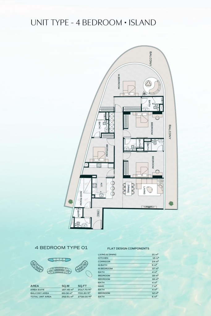 Binghatti Aquarise — 4 Bedrooms floor plan