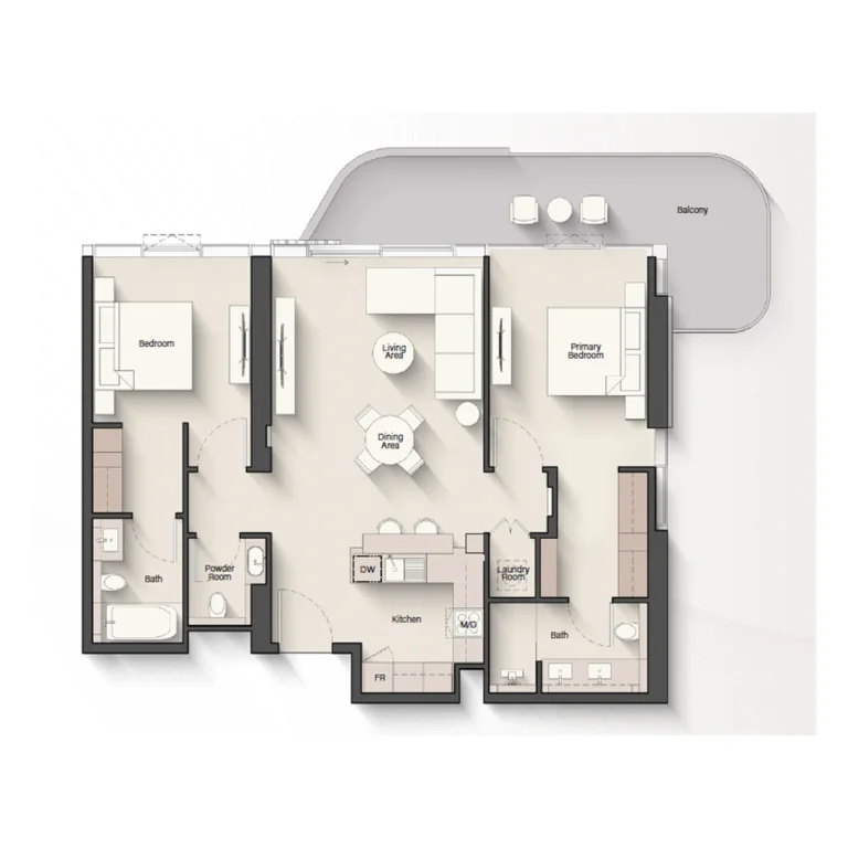 2 Bedrooms Floor Plan