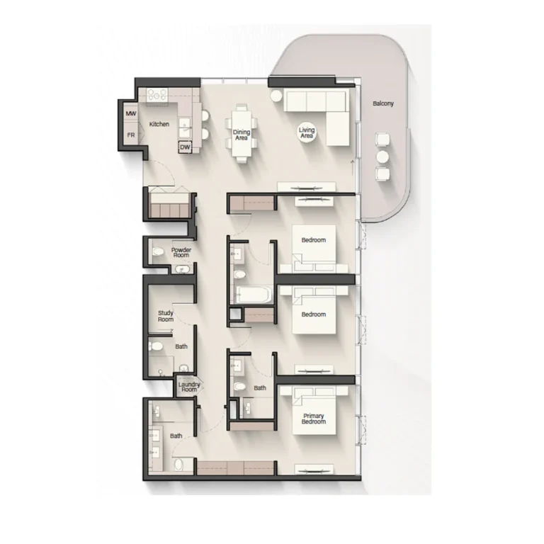 3 Bedrooms Floor Plan