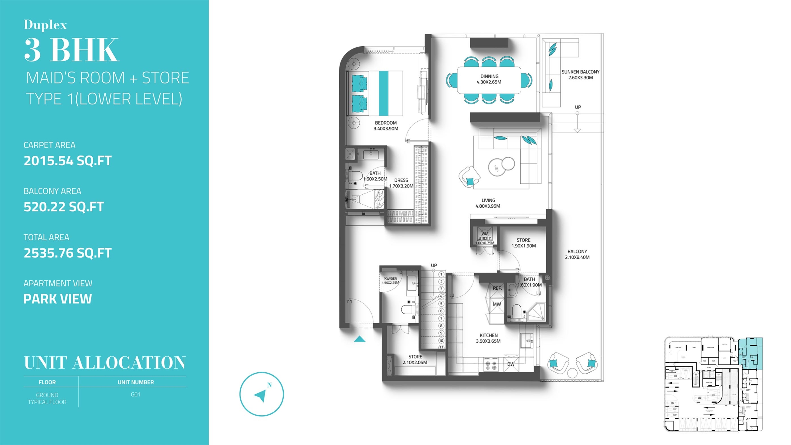 3 Bedrooms Floor Plan