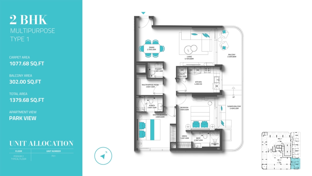 REEF 997 Residences — 2 Bedrooms floor plan