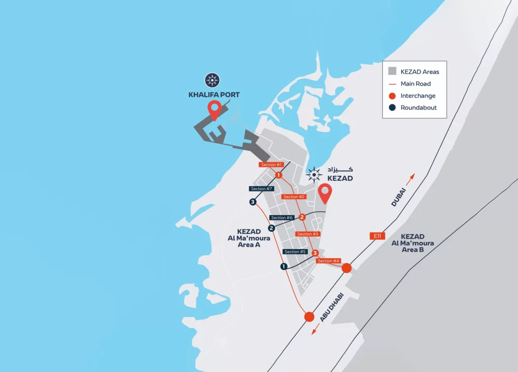 Map of Al Mamoura Abu Dhabi location for AD Ports Mira project