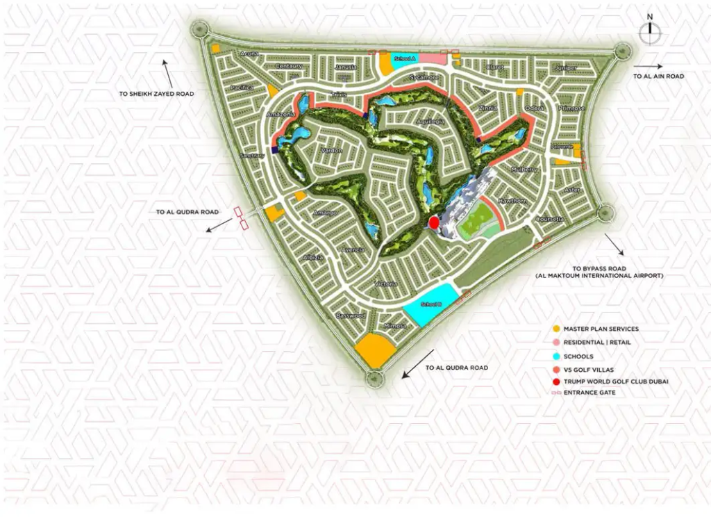 Aerial masterplan of DAMAC Hills 2 clusters