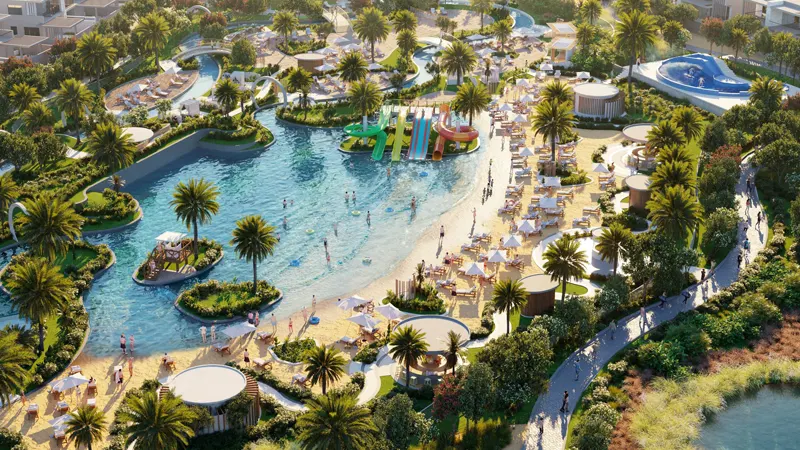 Green parks and walkways in DAMAC Hills 2