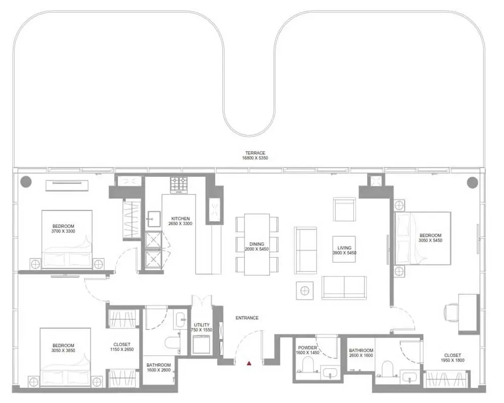 Pearlside Marina — 3 Bedrooms floor plan