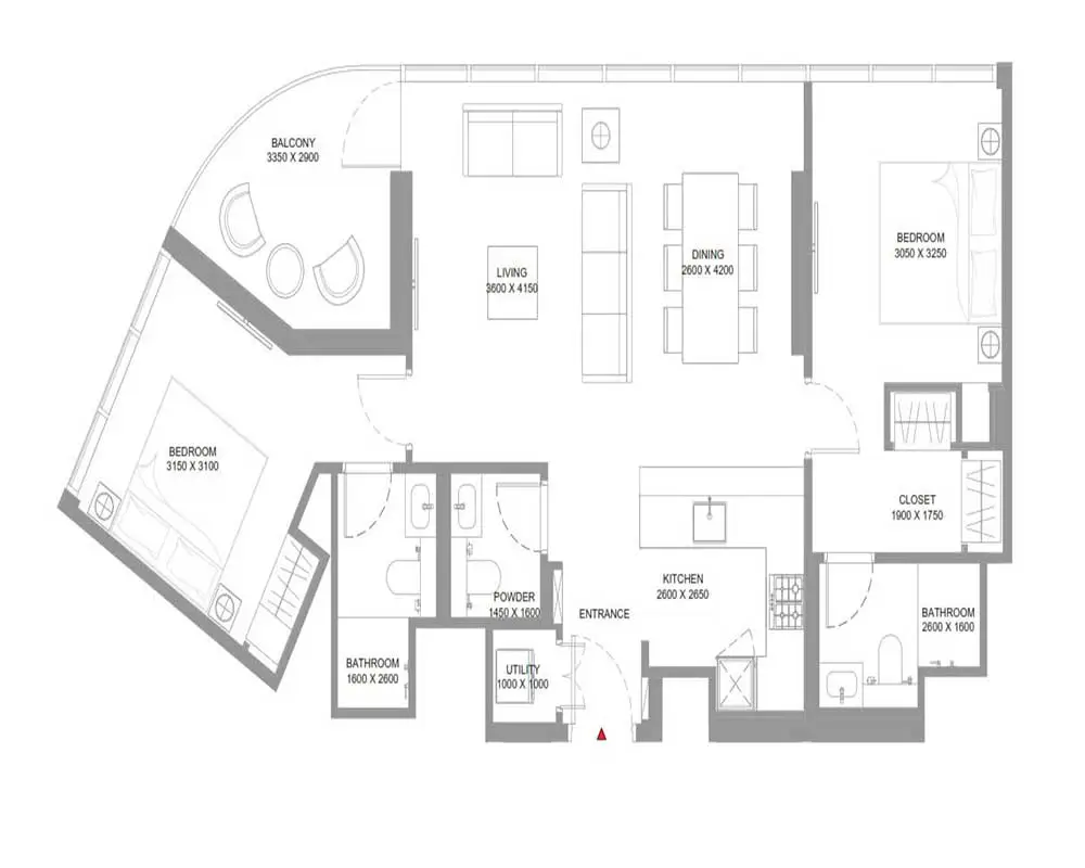 Pearlside Marina — 1 Bedroom floor plan