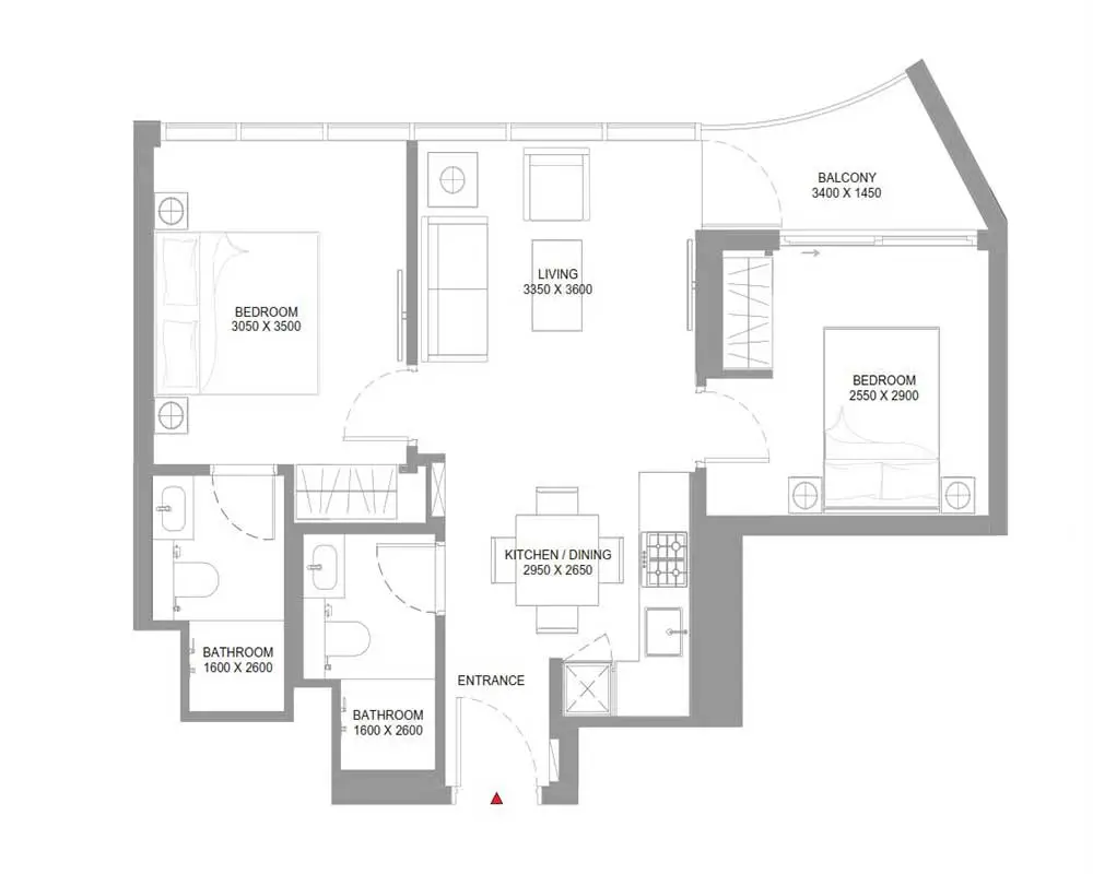 Pearlside Marina — 2 Bedrooms floor plan