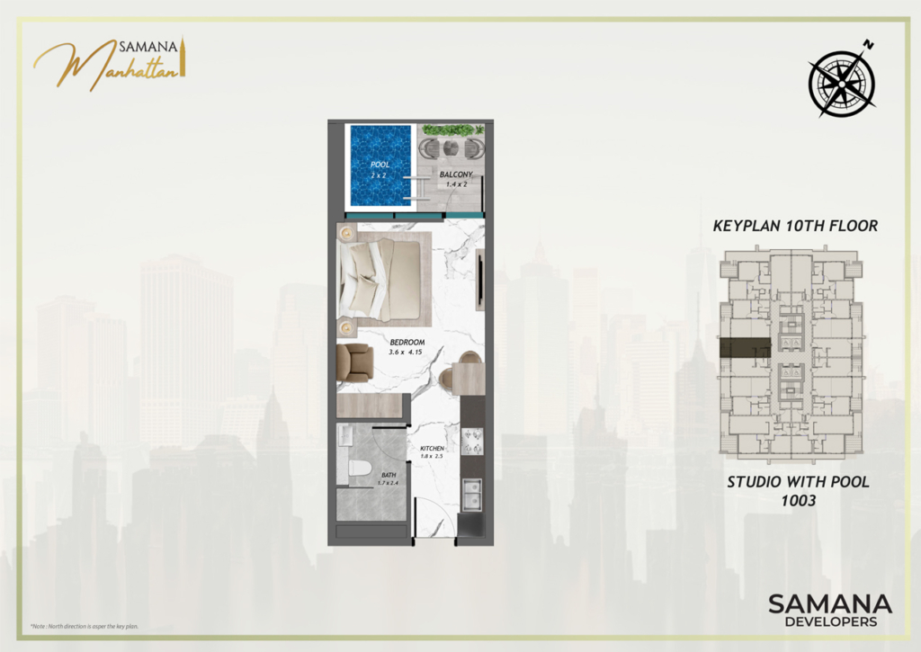 Samana Manhattan — Studio floor plan