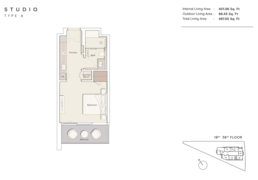 One River Point — Studio floor plan