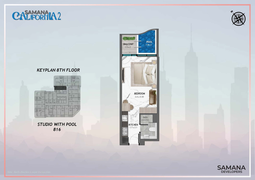 SAMANA California 2  — Studio floor plan