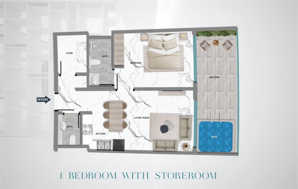 SAMANA Barari Heights  — 1BR floor plan