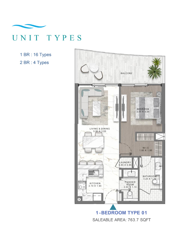 DAMAC Lagoon Views — 1BR floor plan