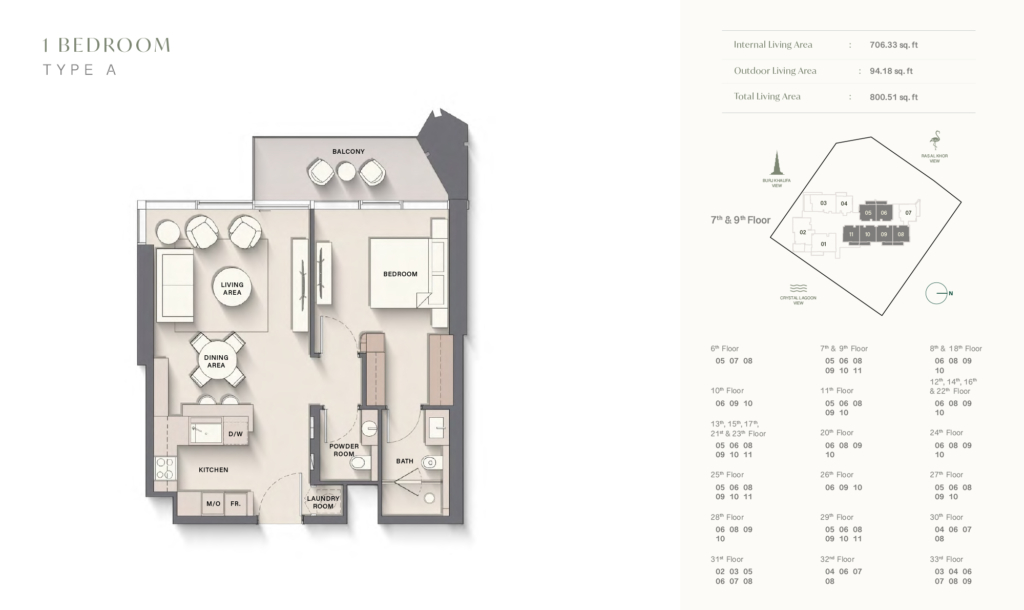 The Highgrove  — 1BR floor plan