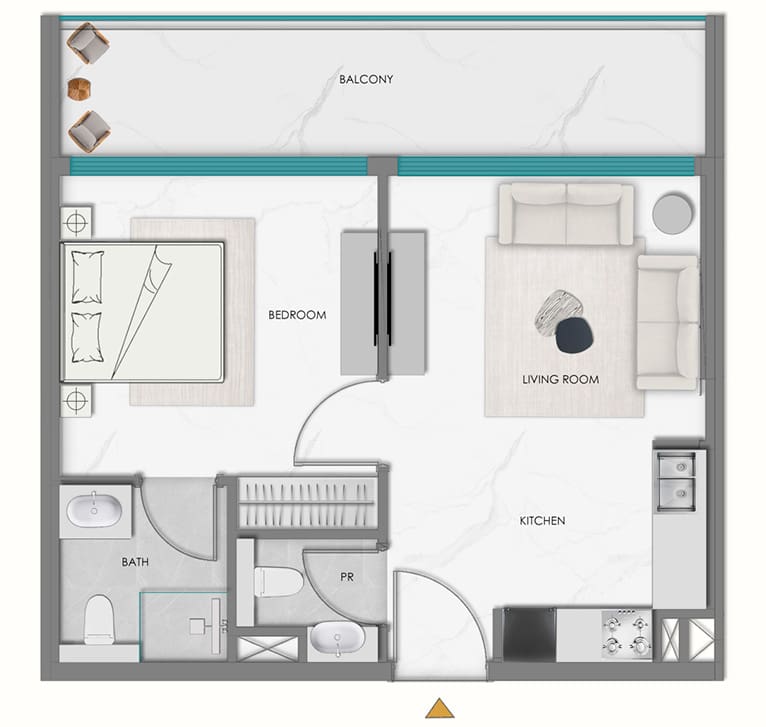Samana Hills South 2  — 1BR floor plan