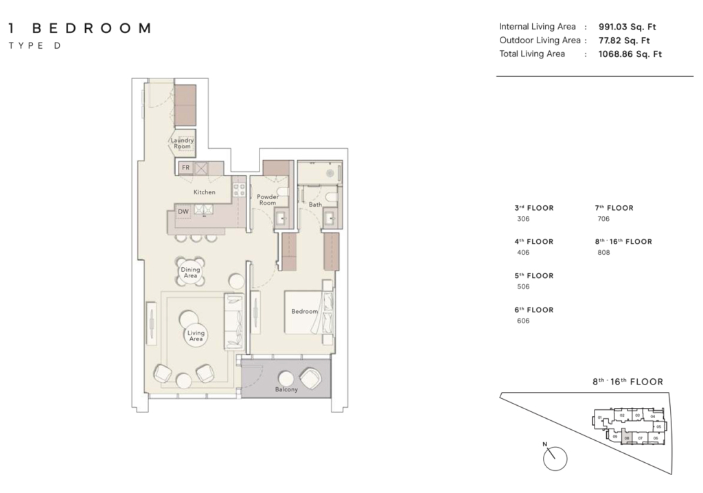 One River Point — 1BR floor plan