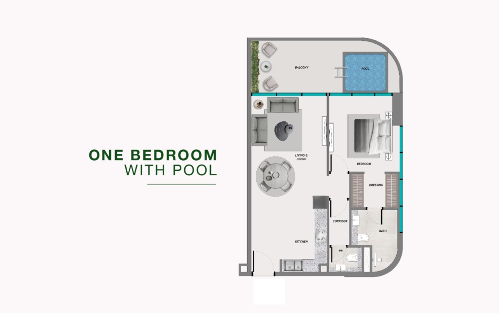 SAMANA Resorts 2  — 1BR floor plan