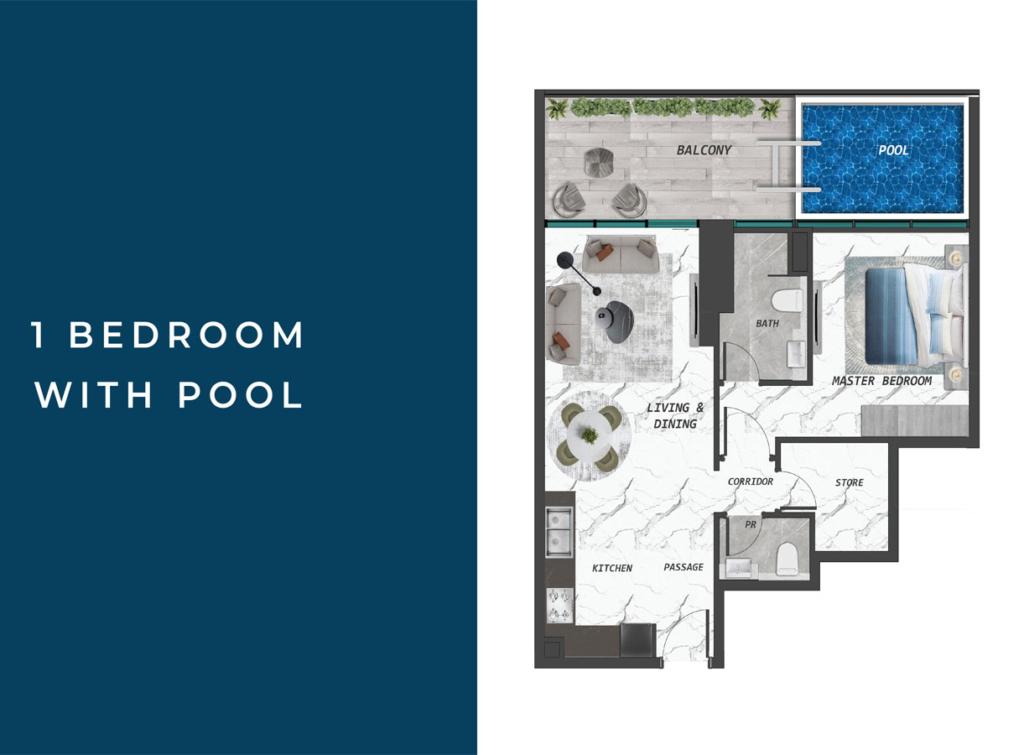 SAMANA Lake Views — 1BR floor plan
