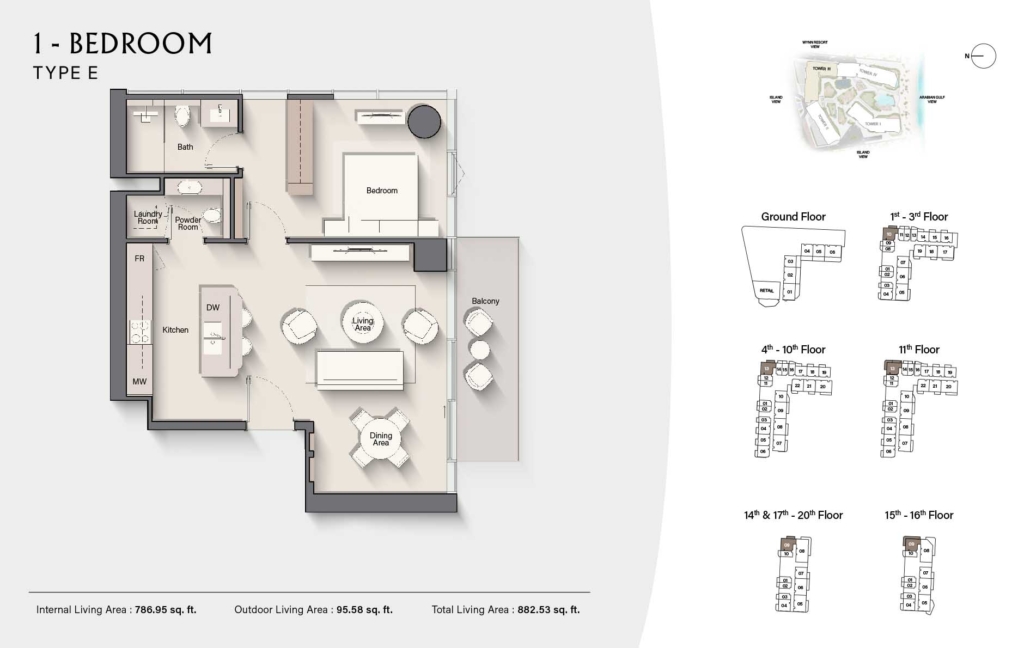 Costa Mare — 1BR floor plan