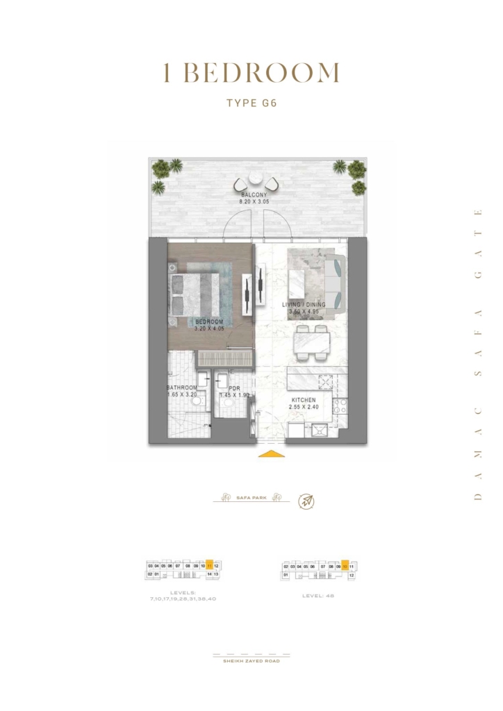 Safa Gate  — 1BR floor plan