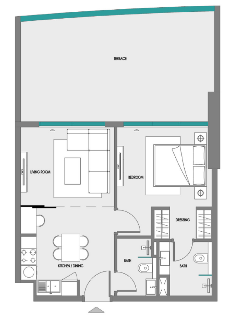 SAMANA Greenfield 2  — 1BR floor plan