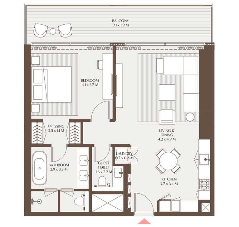 Akala Hotels & Residences — 1BR floor plan