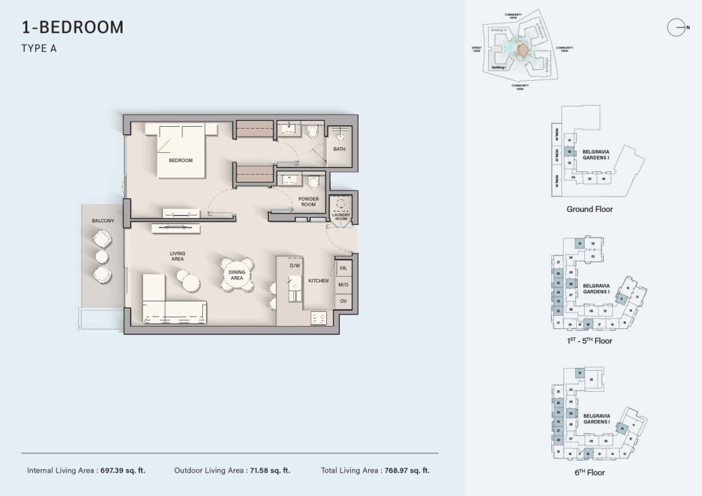 Belgravia Gardens  — 1 Bedroom floor plan