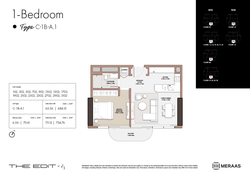 The Edit — 1BR floor plan