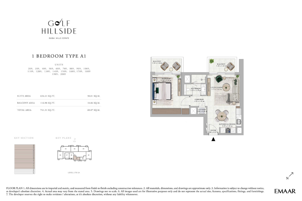 Golf Hillside — 1 Bedroom floor plan