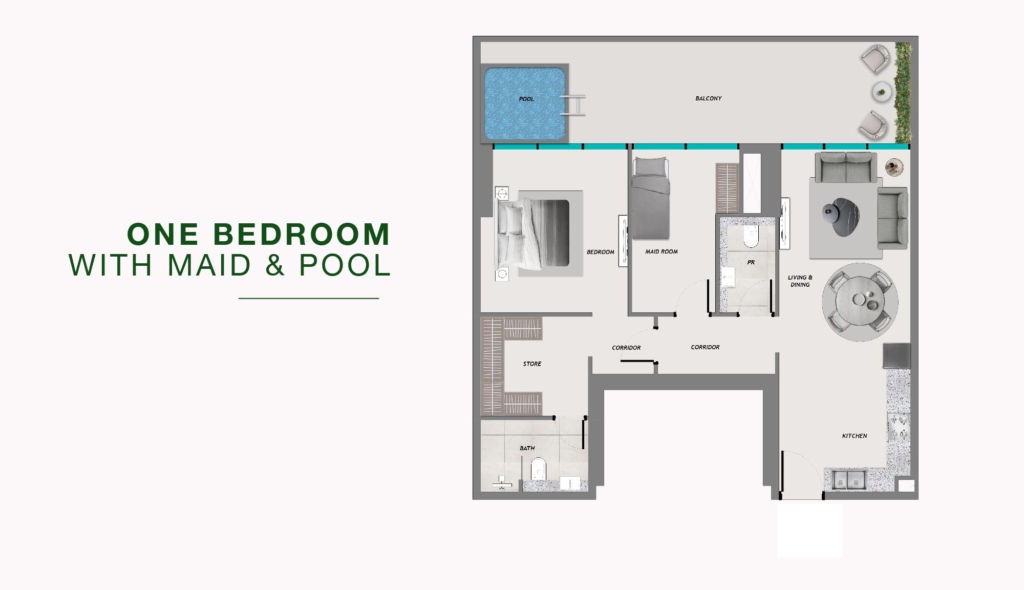 SAMANA Resorts 2  — 1BR floor plan