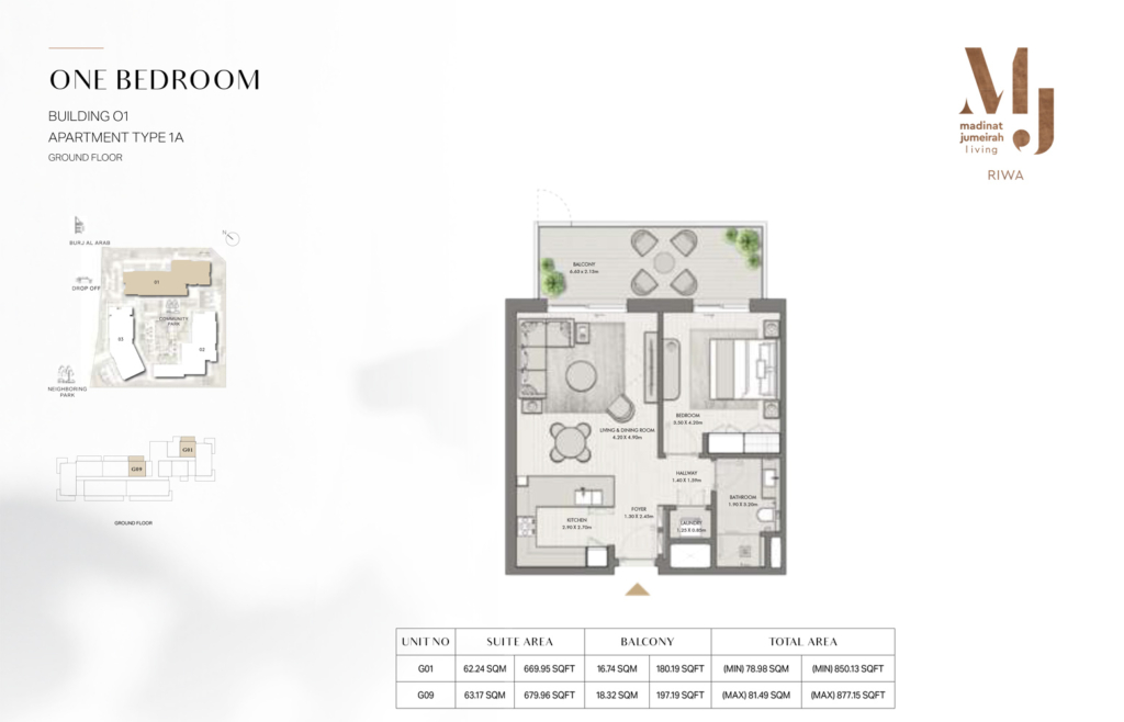 Madinat Jumeirah Living - Riwa — 1 Bedroom floor plan