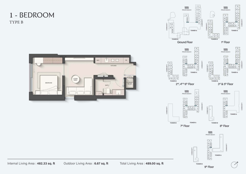Ellington Sands 2 — 1 Bedroom floor plan
