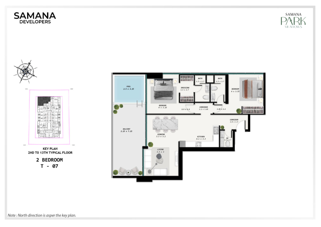 SAMANA Park Meadows — 2BR floor plan