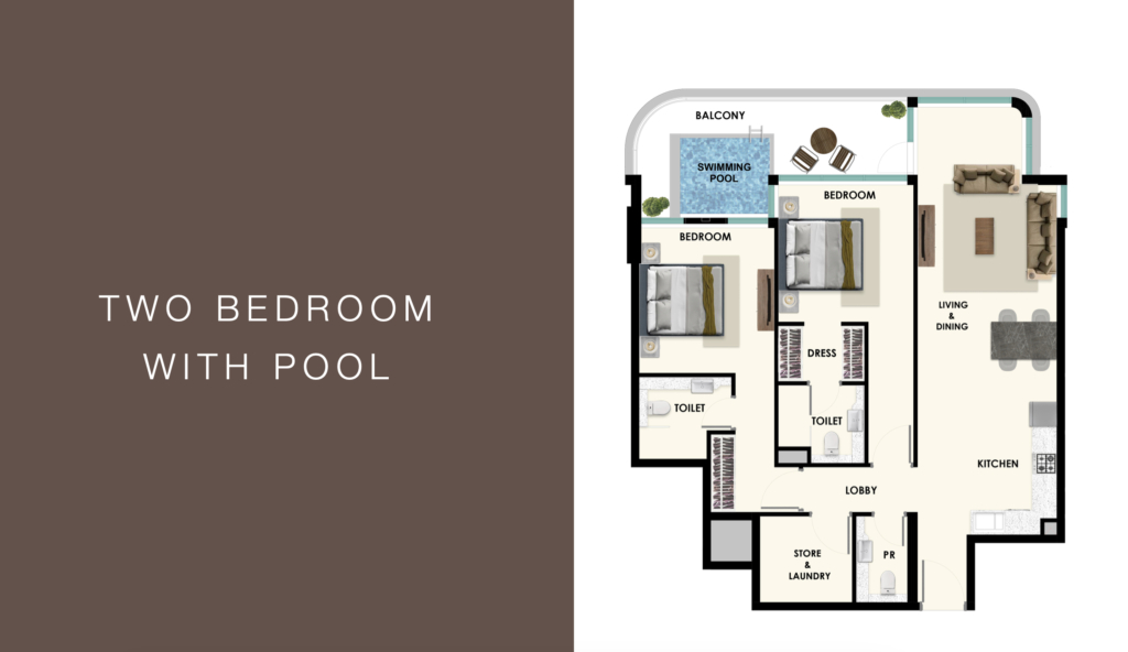 SAMANA Rome  — 2BR floor plan