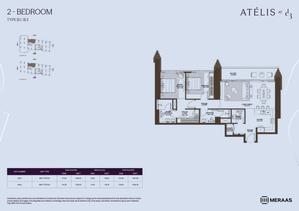 ATELIS — 2 Bedrooms floor plan