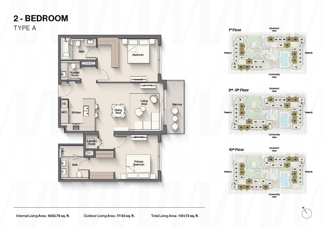 Windsor House II — 2BR floor plan