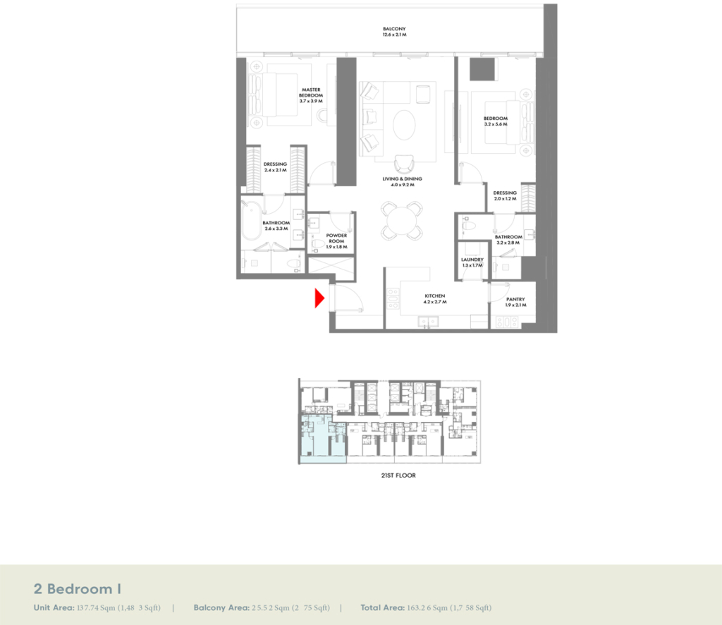 W Residences — 2BR floor plan