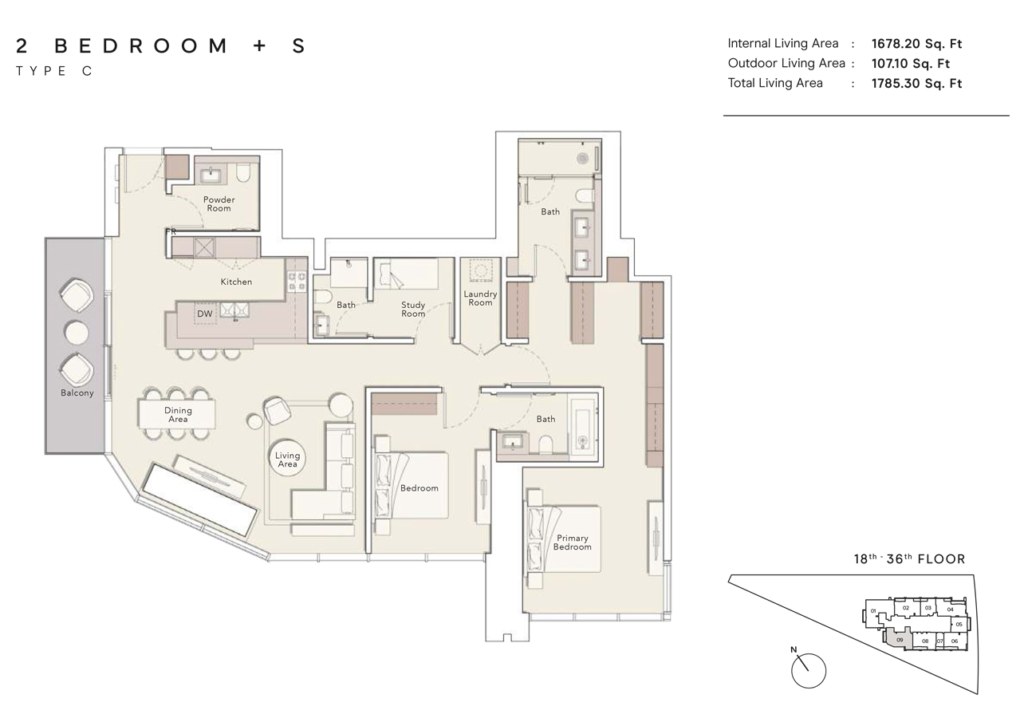 One River Point — 2BR floor plan