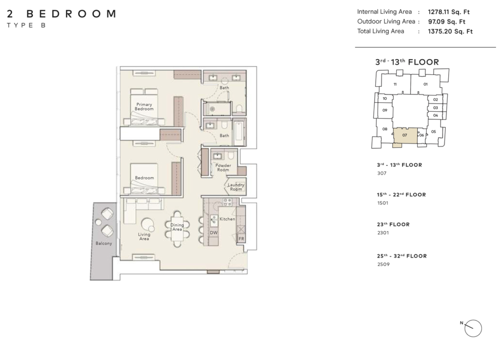 Mercer House — Uptown Dubai — 2BR floor plan