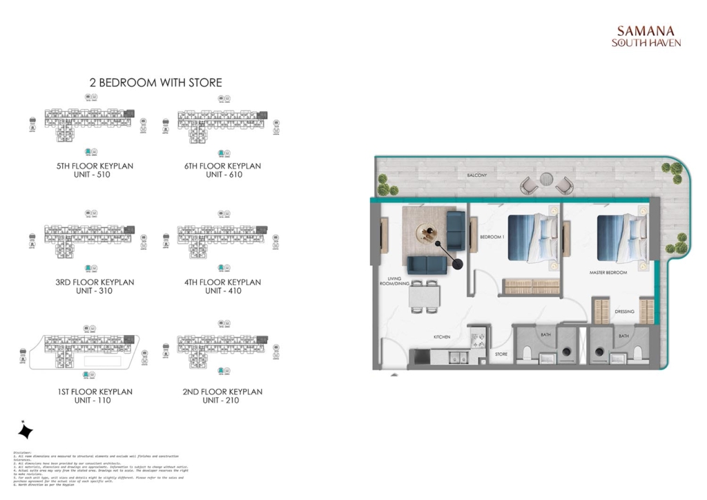 Samana South Haven  — 2BR floor plan