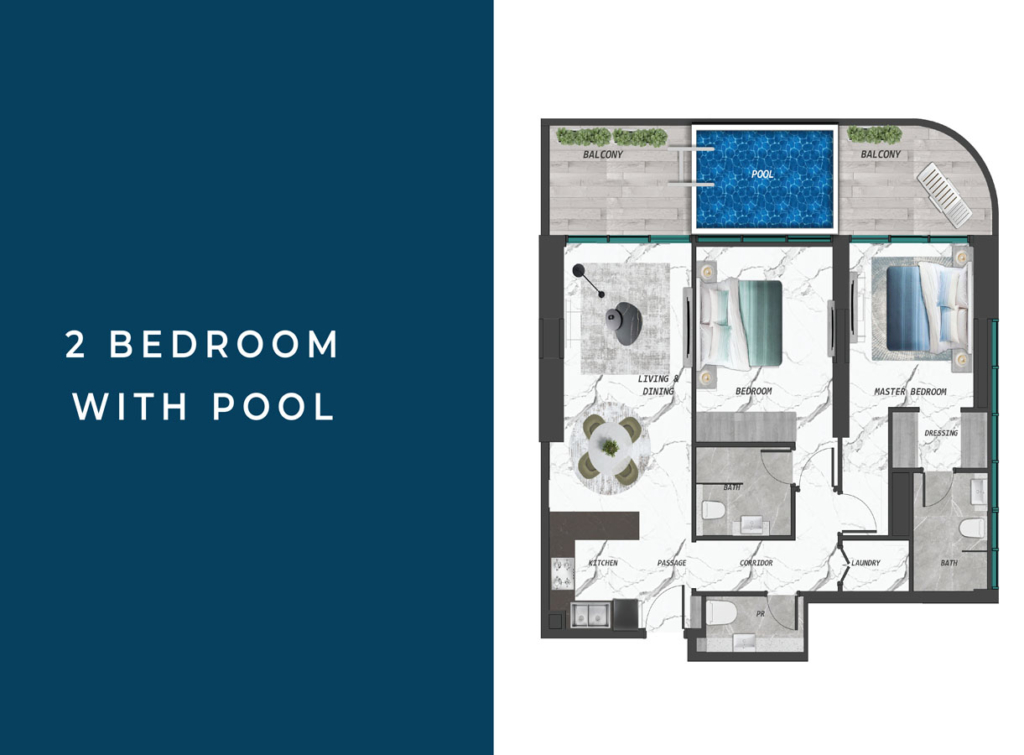 SAMANA Lake Views — 2BR floor plan