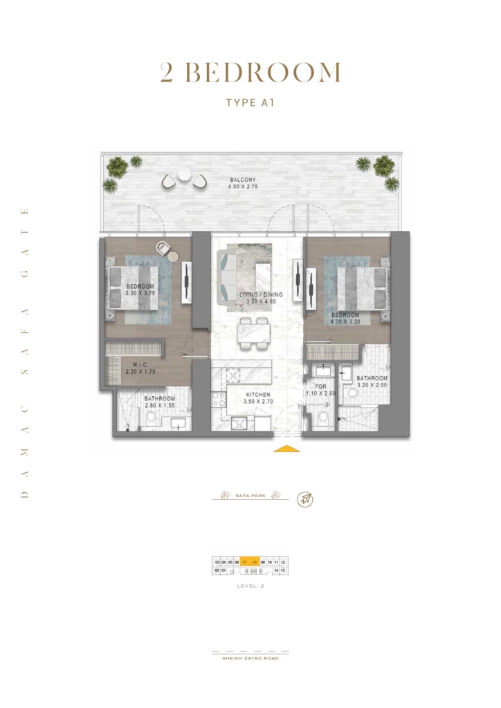 Safa Gate  — 2BR floor plan