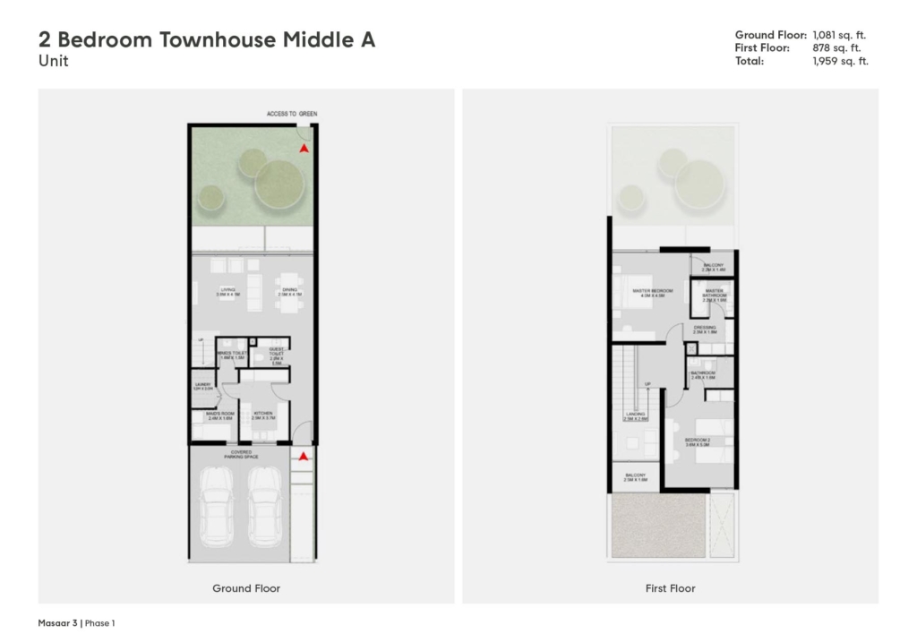 Dana at Masaar 3 Phase 1 — 2BR Townhouse floor plan