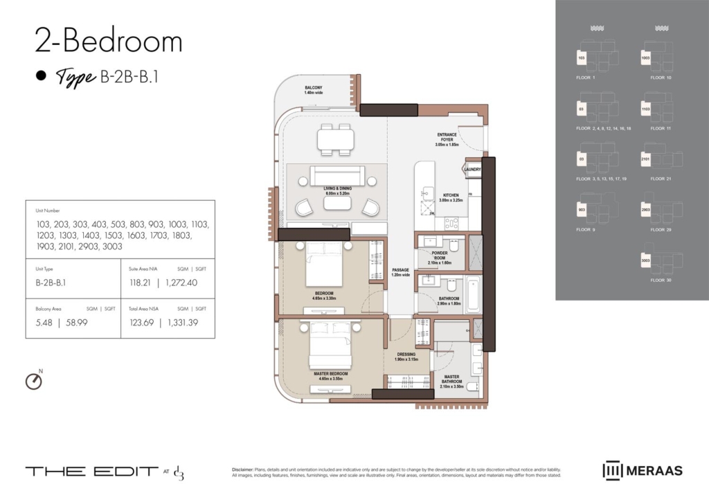 The Edit — 2BR floor plan