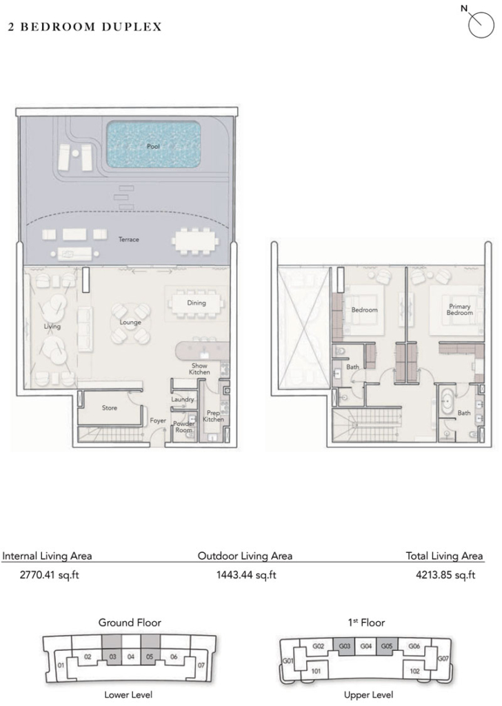Ocean House — 2BR Duplex floor plan