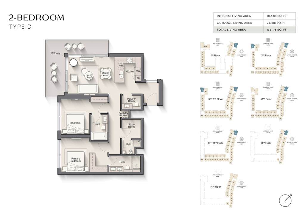 Playa Del Sol — 2BR floor plan