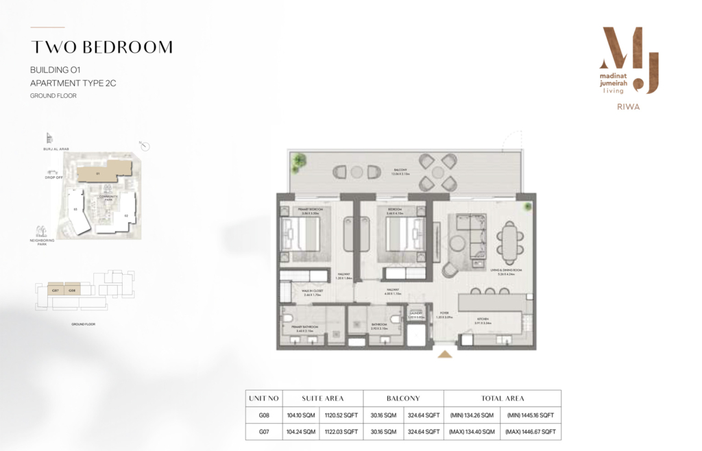 Madinat Jumeirah Living - Riwa — 2 Bedrooms floor plan