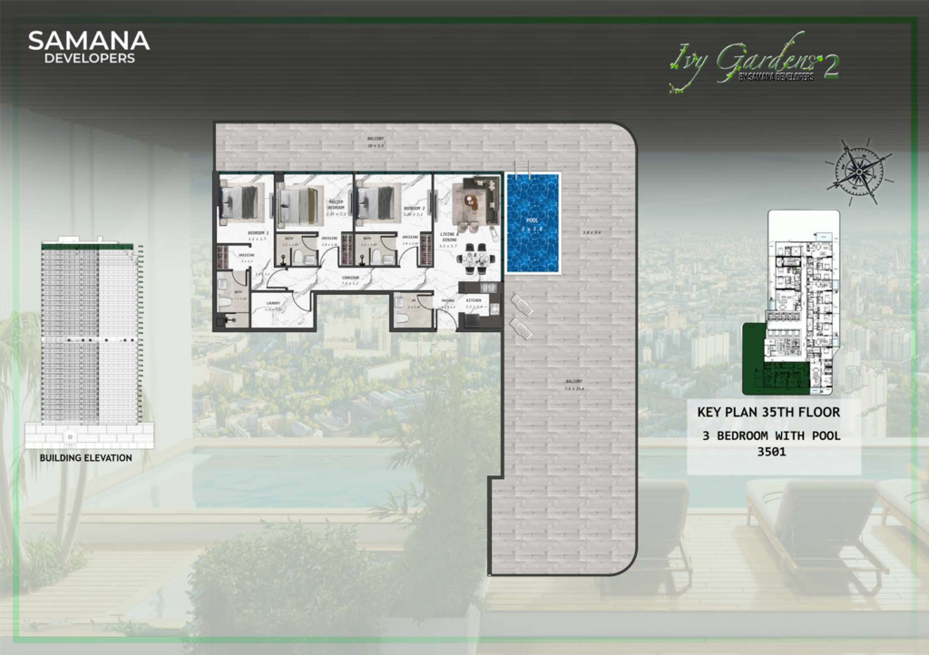 Samana IVY Gardens 2  — 3BR floor plan